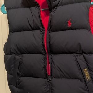 Ralph Lauren Boy's Reversible Black Puffer Vest with Red Accents